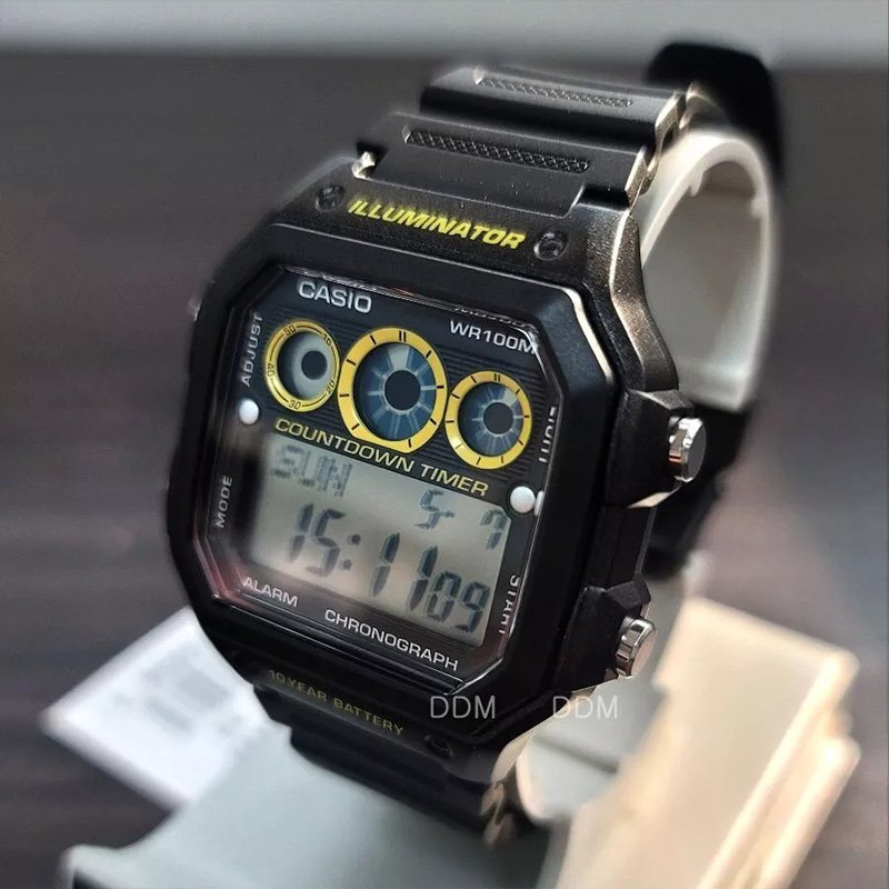 Casio Digital Men Watch Ae 1300wh 1a Resin Strap Black Original Refurbished4